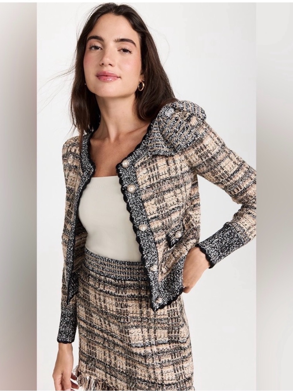 LoveShackFancy Chantria Tweed Cropped Cardigan